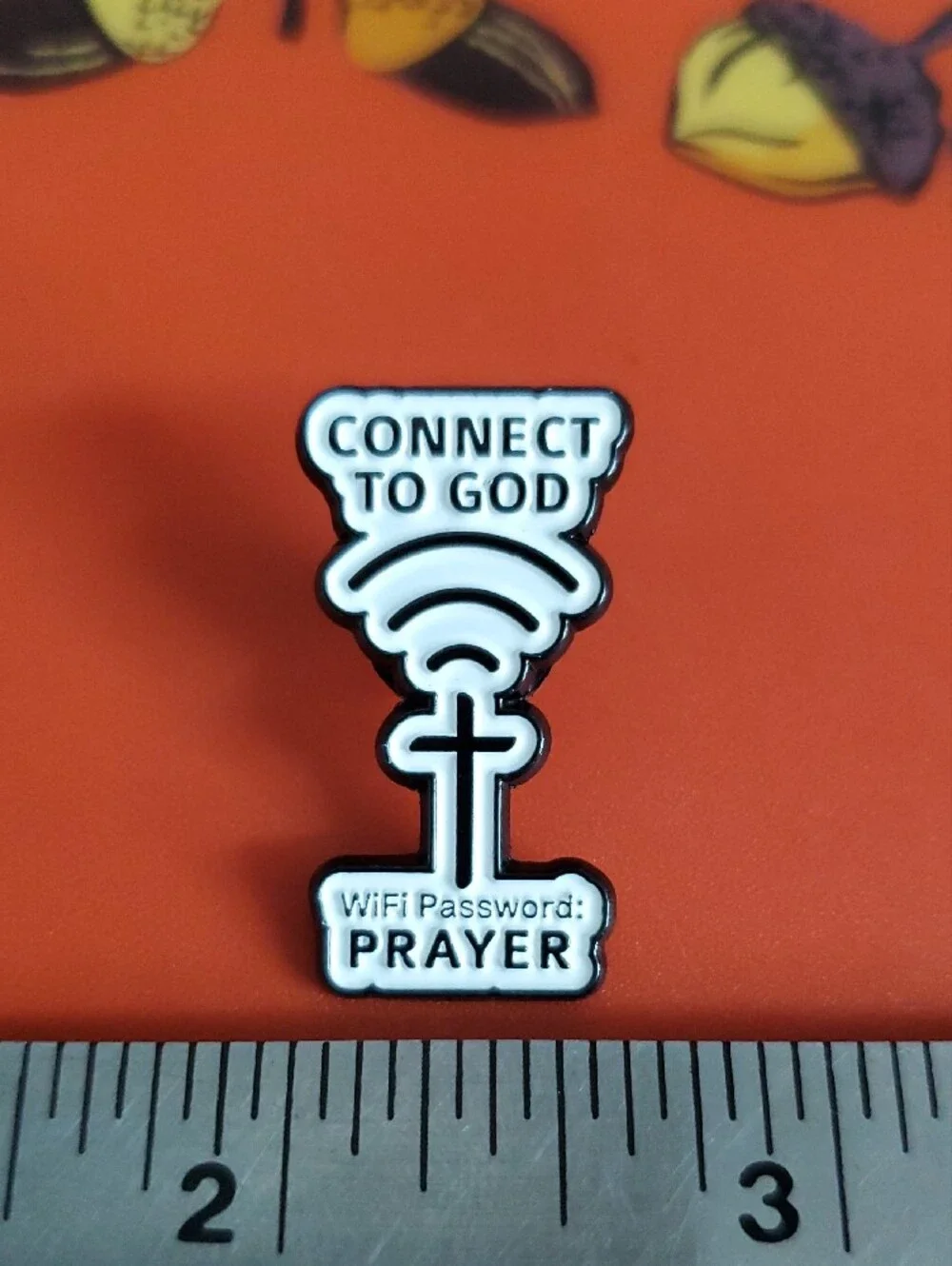 Connect to God Enamel Pin - White & Black WiFi Cross